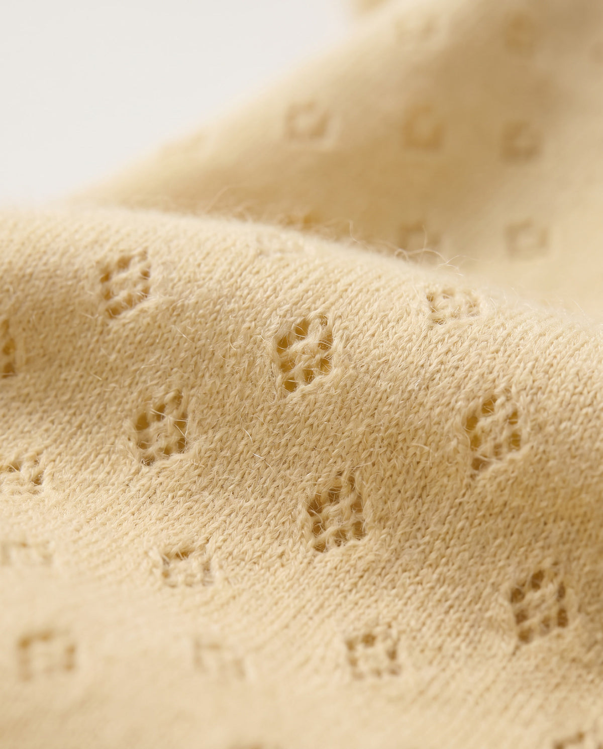Woll-Strampler mit langen Ärmeln Pointelle – Merinowolle – Dusty Yellow