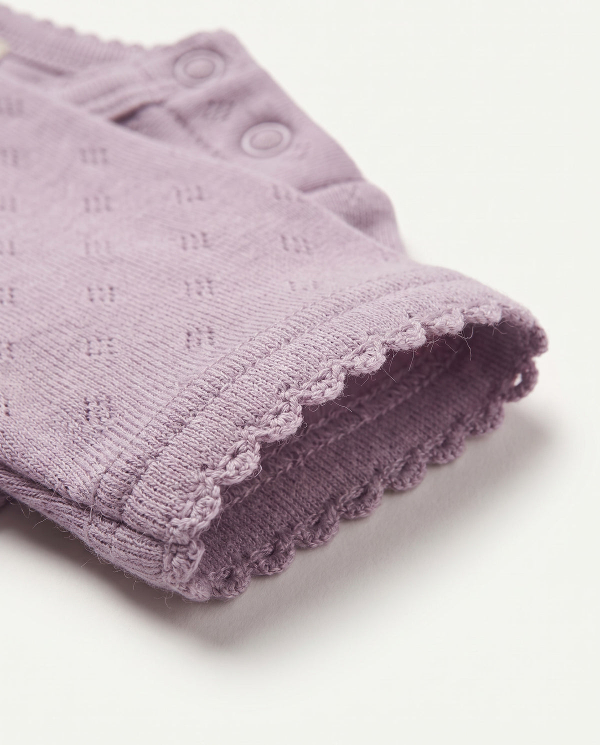 Woll-Strampler mit langen Ärmeln Pointelle – Merinowolle – Lavender Frost