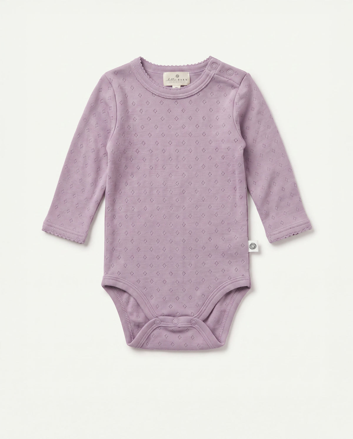 Woll-Strampler mit langen Ärmeln Pointelle – Merinowolle – Lavender Frost