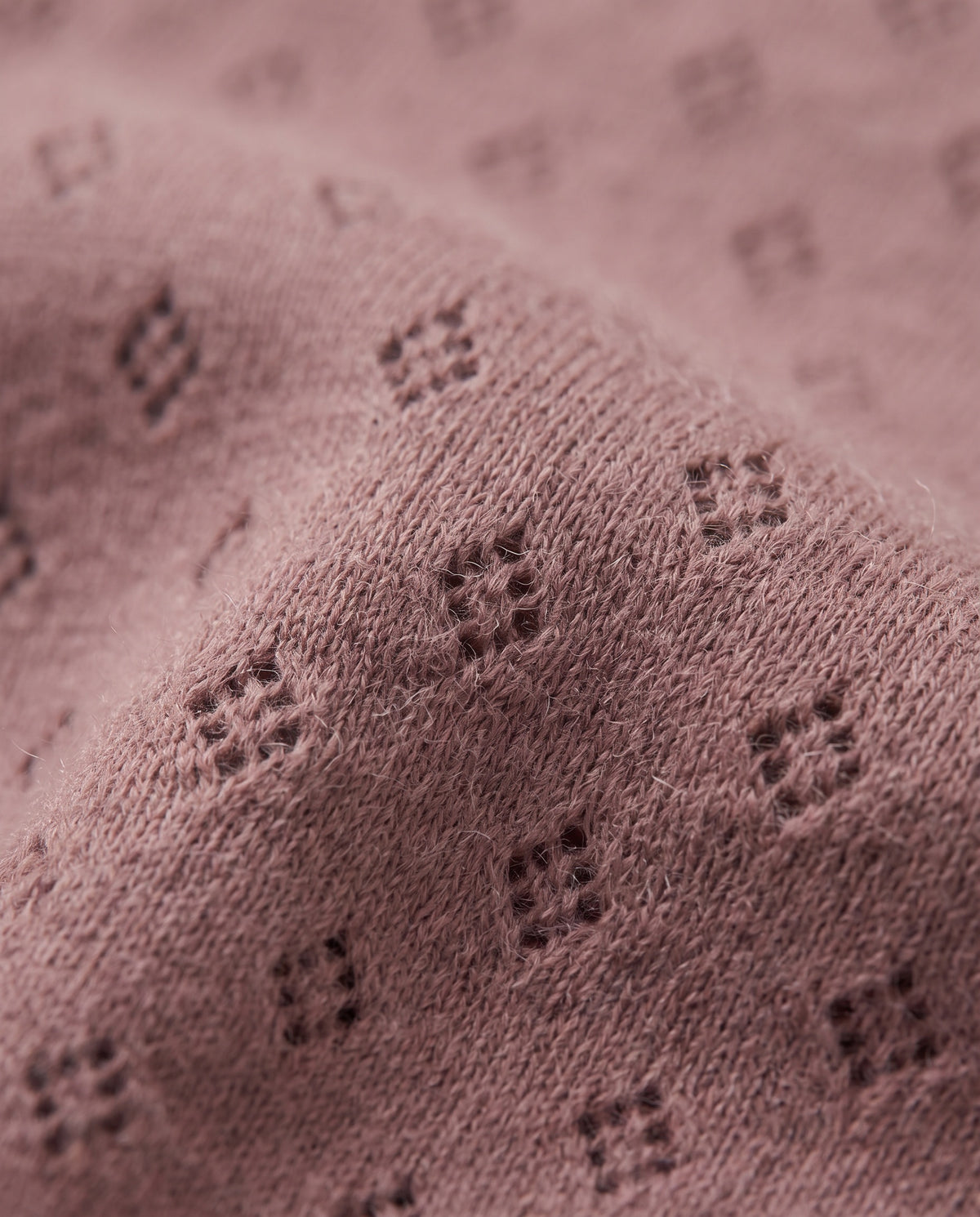 Woll-Strampler mit langen Ärmeln Pointelle – Merinowolle – Rose Brown