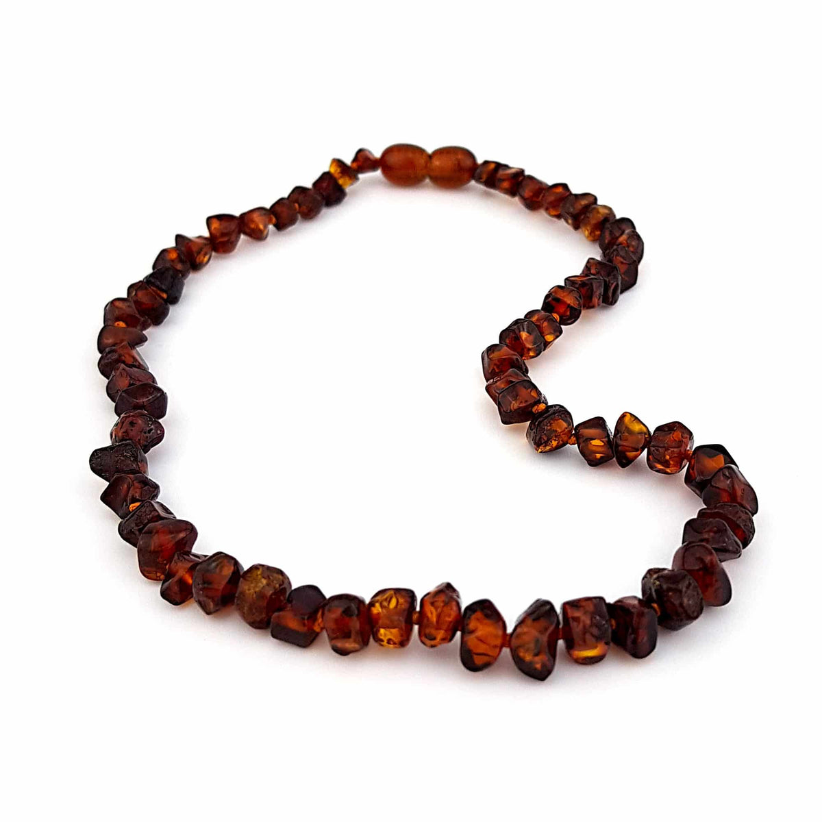 Baby/Kind – Barnsteen ketting – afgevlakte gepolijste kraaltjes - 33cm - Bruin