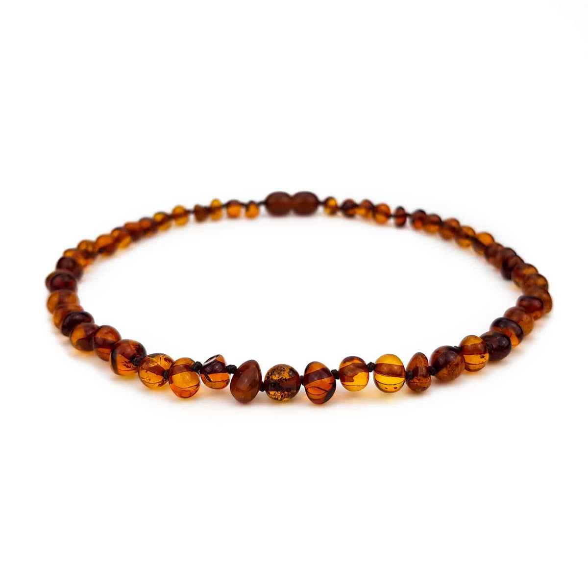 Kinderketting Barnsteen – ronde kraaltjes – 36cm - cognac