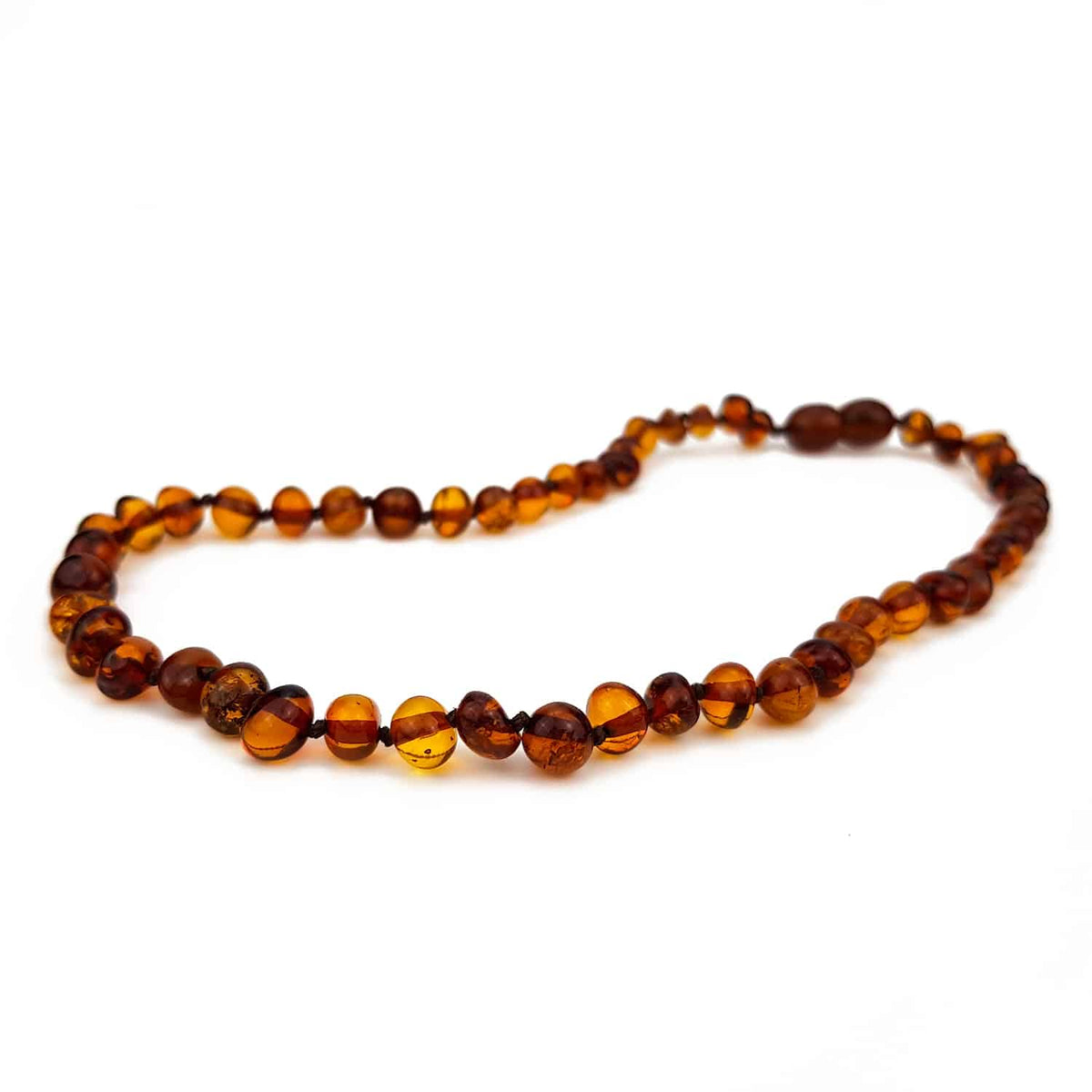 Kinderketting Barnsteen – ronde kraaltjes – 36cm - cognac