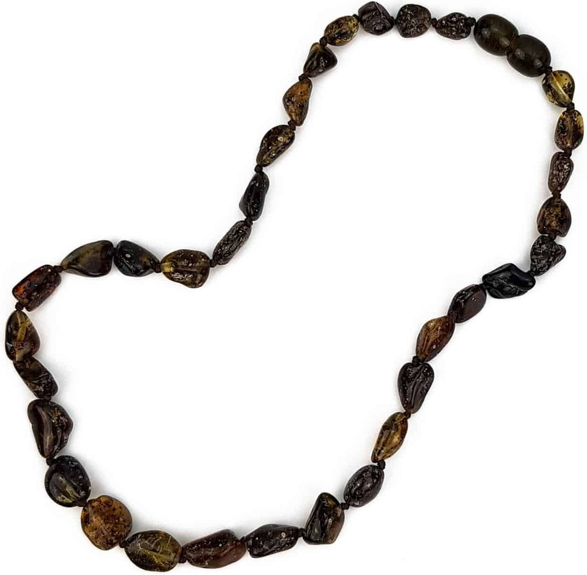 Baby/Kind - Barnsteen ketting - groen ovalen kraaltjes- 33cm