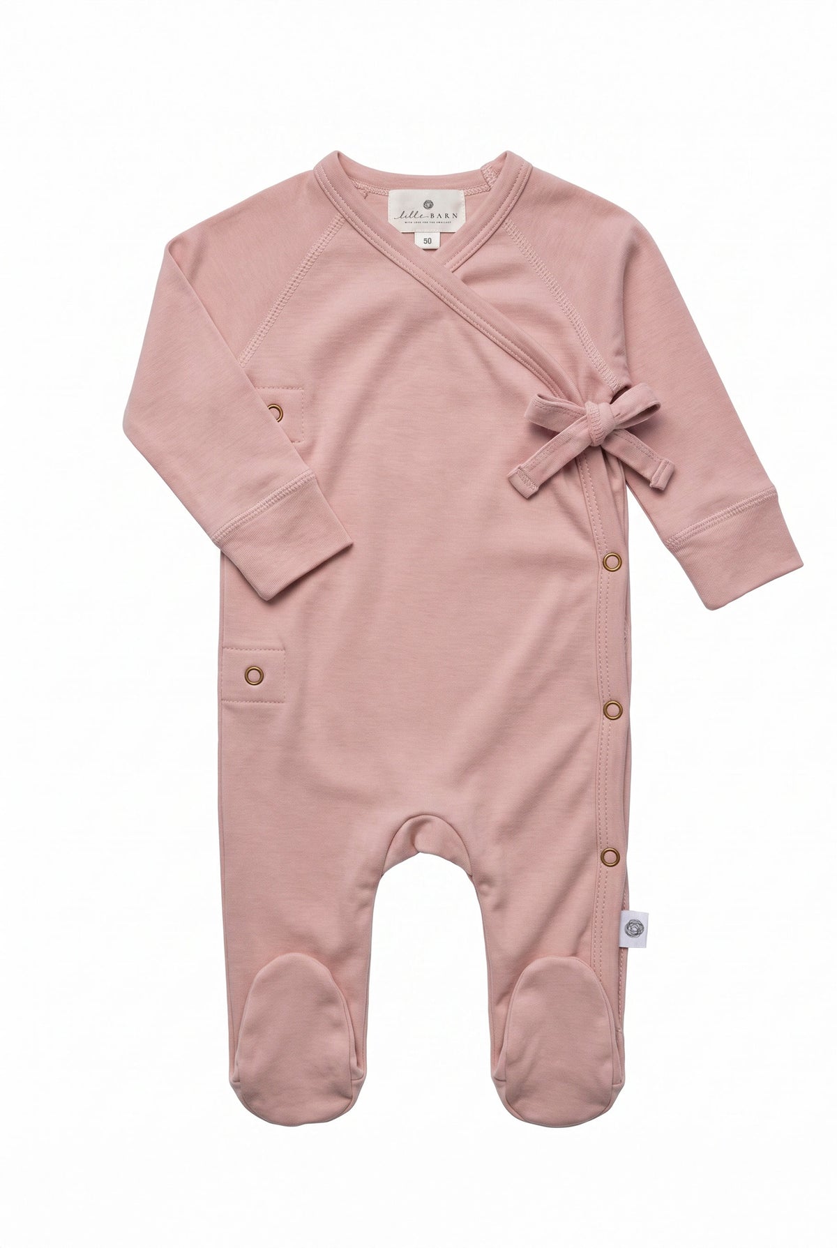 Wollstrampler mit Füßen – Merinowolle – Misty Rose