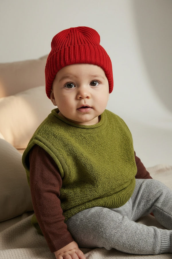 Babymütze aus Merinowolle – Lava