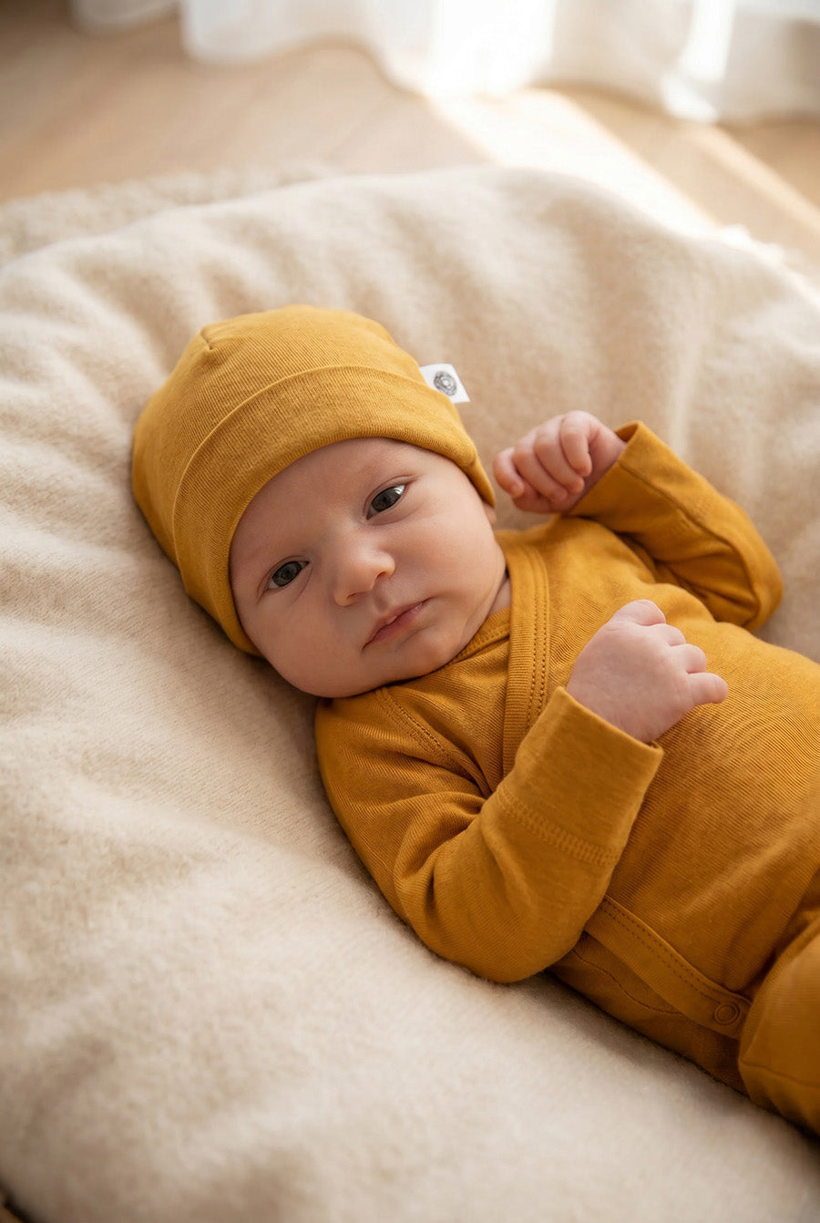 Wollmütze für Babys - Merinowolle - Orionblau