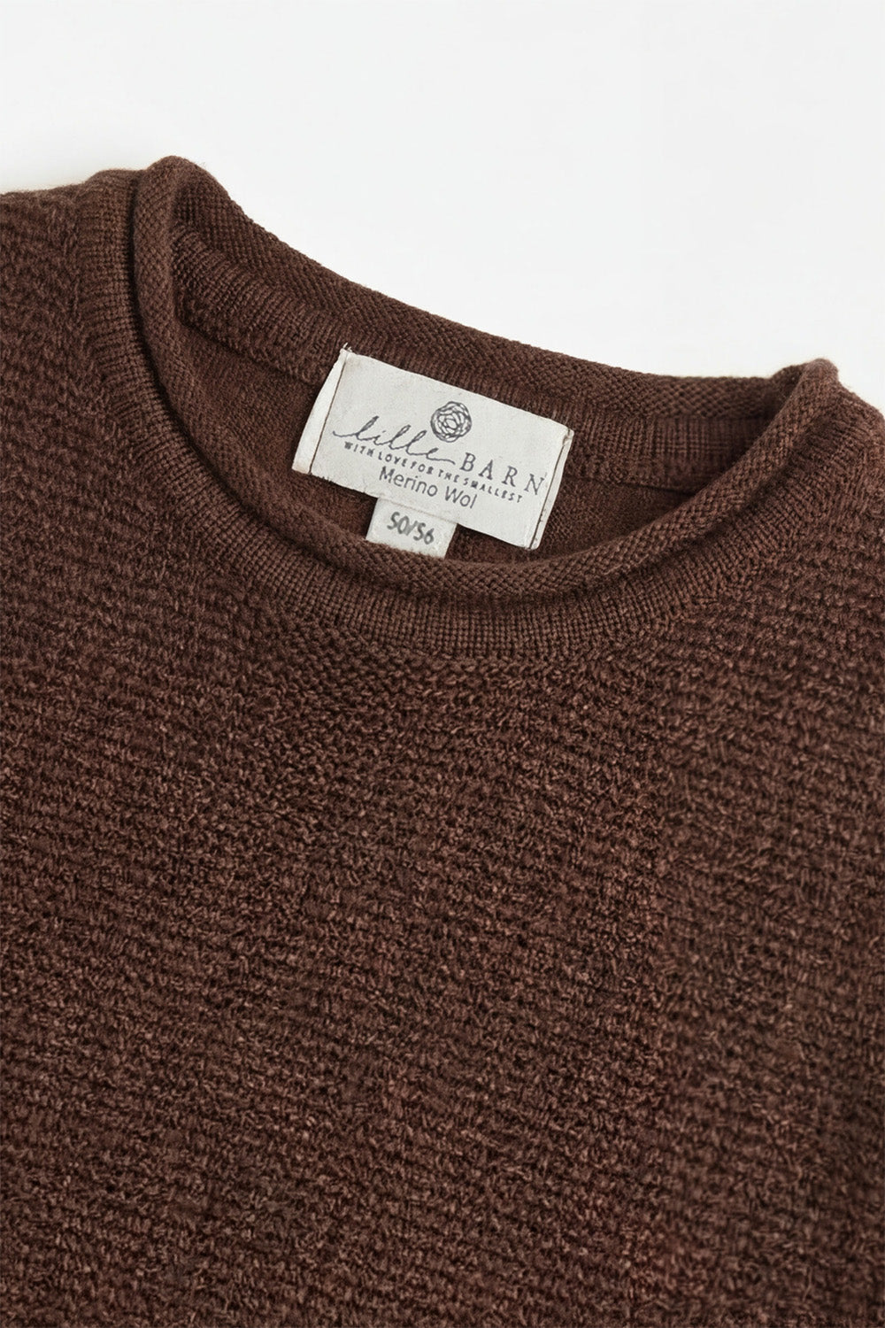 Merinowol gebreide baby spencer - Carob