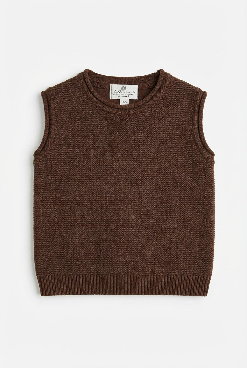 Merinowol gebreide baby spencer - Carob