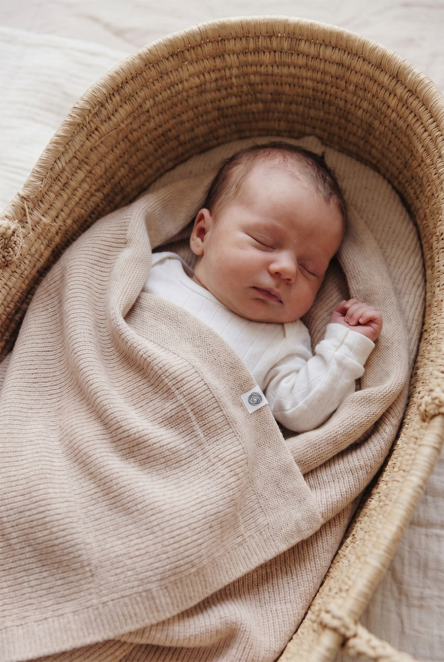 Babydecke / Kinderdecke aus Wolle gestrickt - Merinowolle - Knoblauch