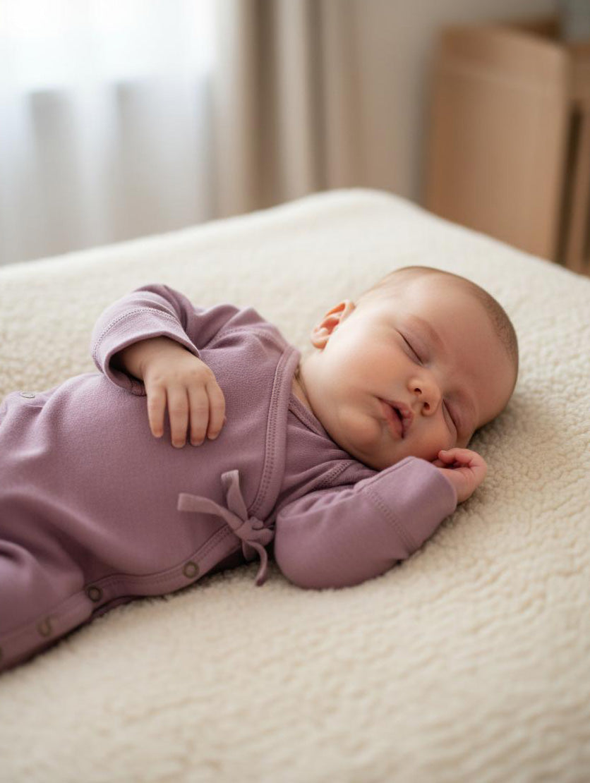 Wollstrampler / Romper – Merinowolle – Lavender Mist