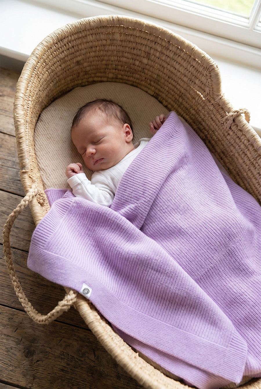 Woll-Babydecke / Kinderdecke Gestrickt - Merinowolle - Syringa