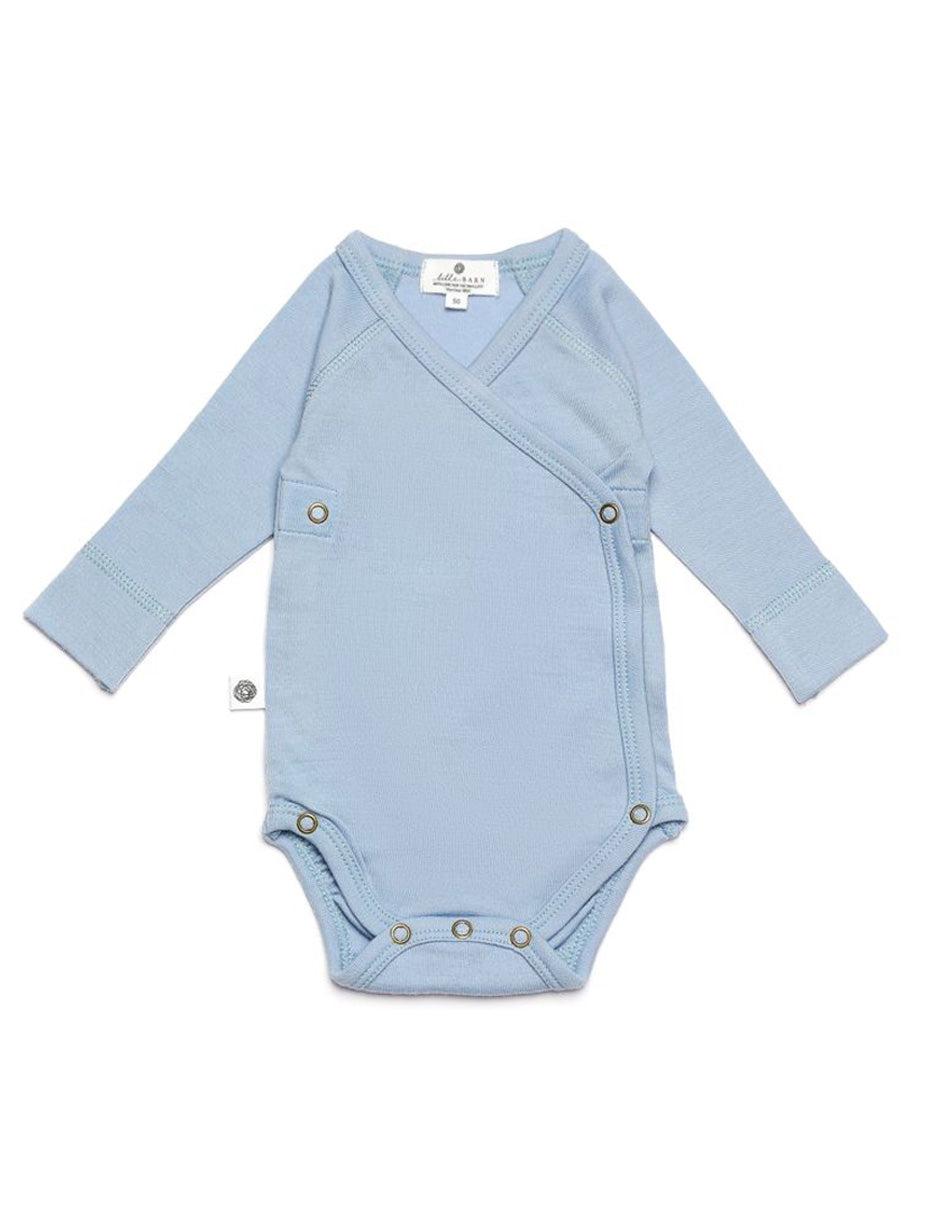 Wollen Overslagromper lange mouw – Merinowol - Blue Fog