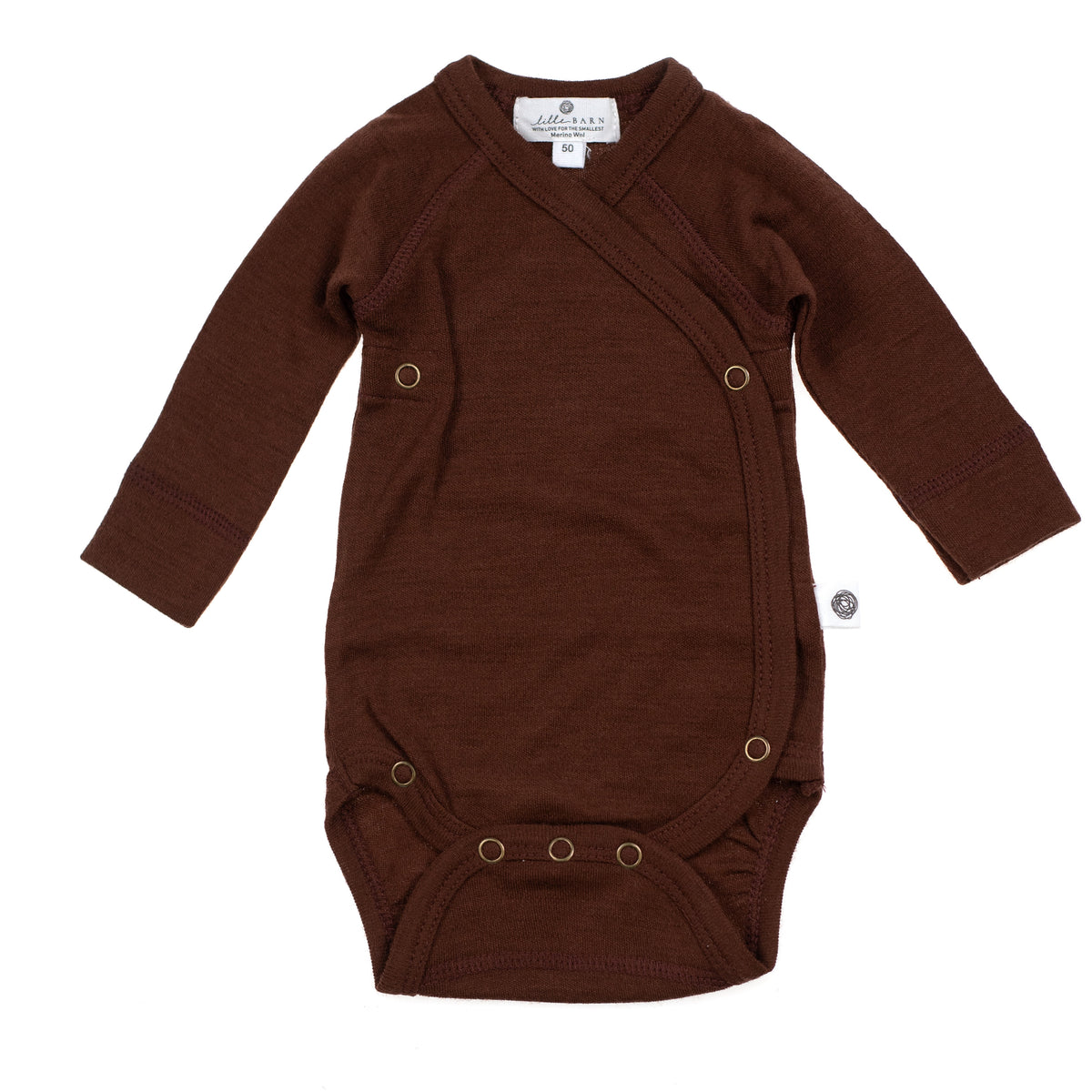 Wollen Overslagromper lange mouw – Merinowol - Chocolate fondant