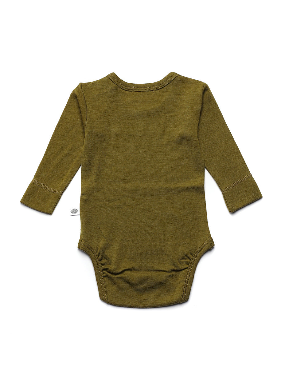 Wollen Romper lange mouwen - Merinowol - Fir Green