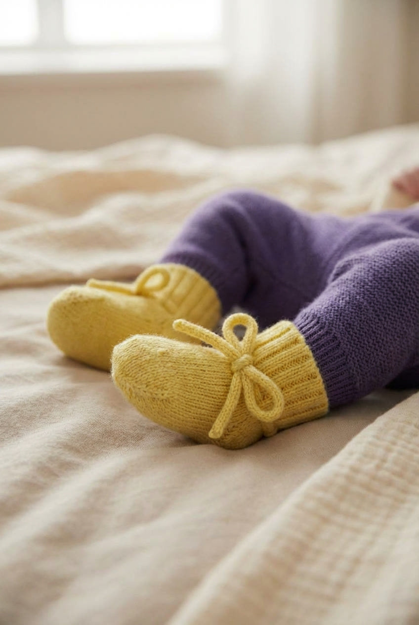 Wollene Babysocken / Newborn Socken - Merinowolle - Lemonade