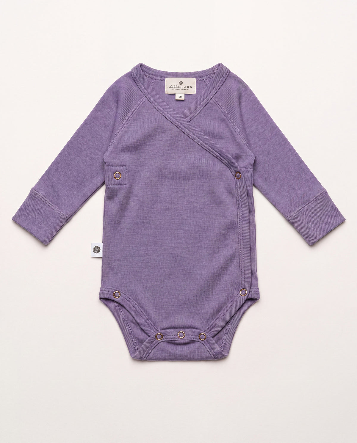 Wollener Wickelstrampler Langarm – Merinowolle - Purple Haze