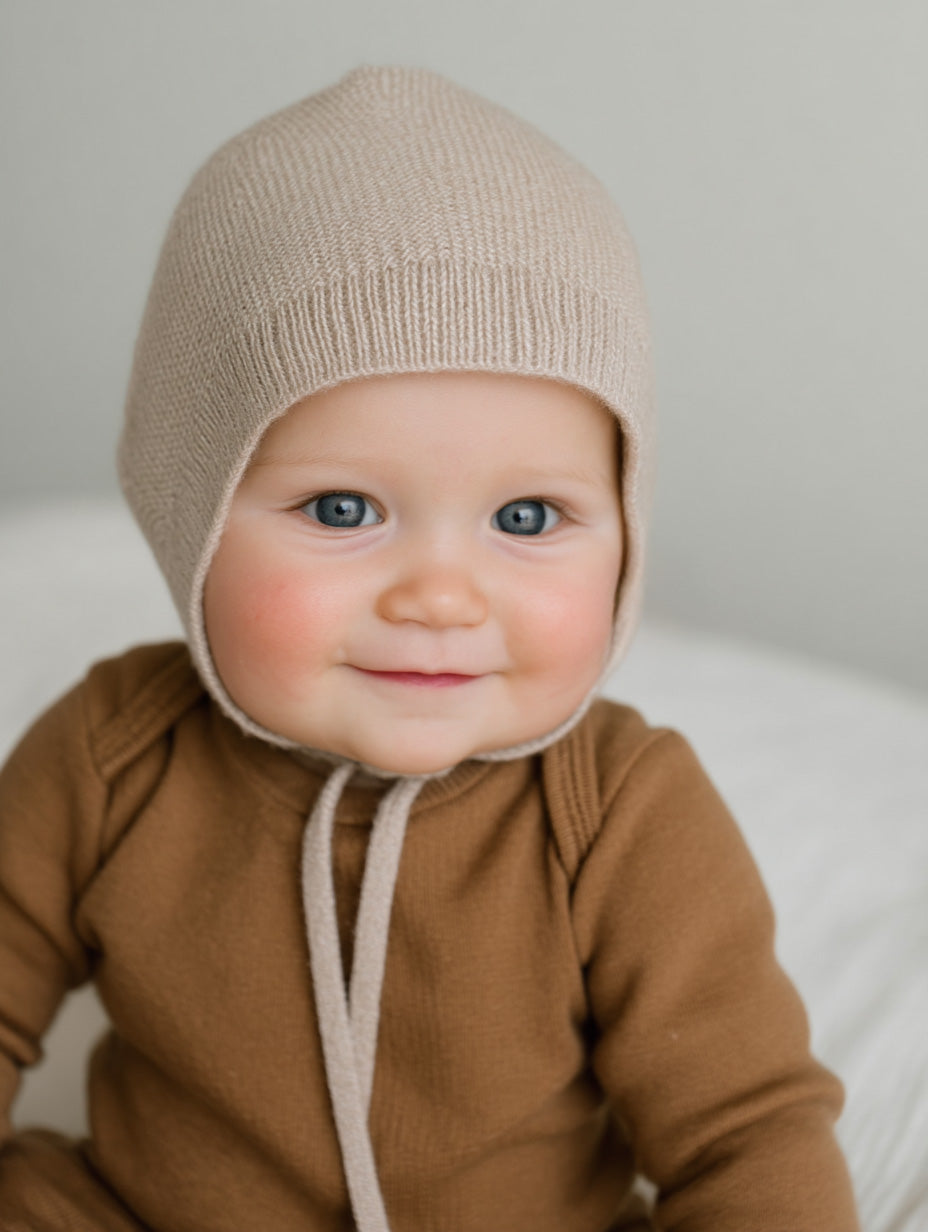 Wollmütze Baby Gestrickt - Merinowolle - Knoblauch