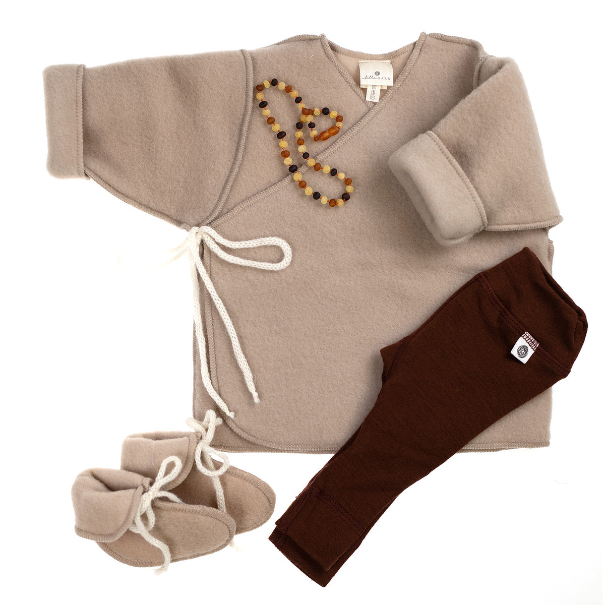 Wollen Baby / Newborn vestje - merinowol fleece - Beige