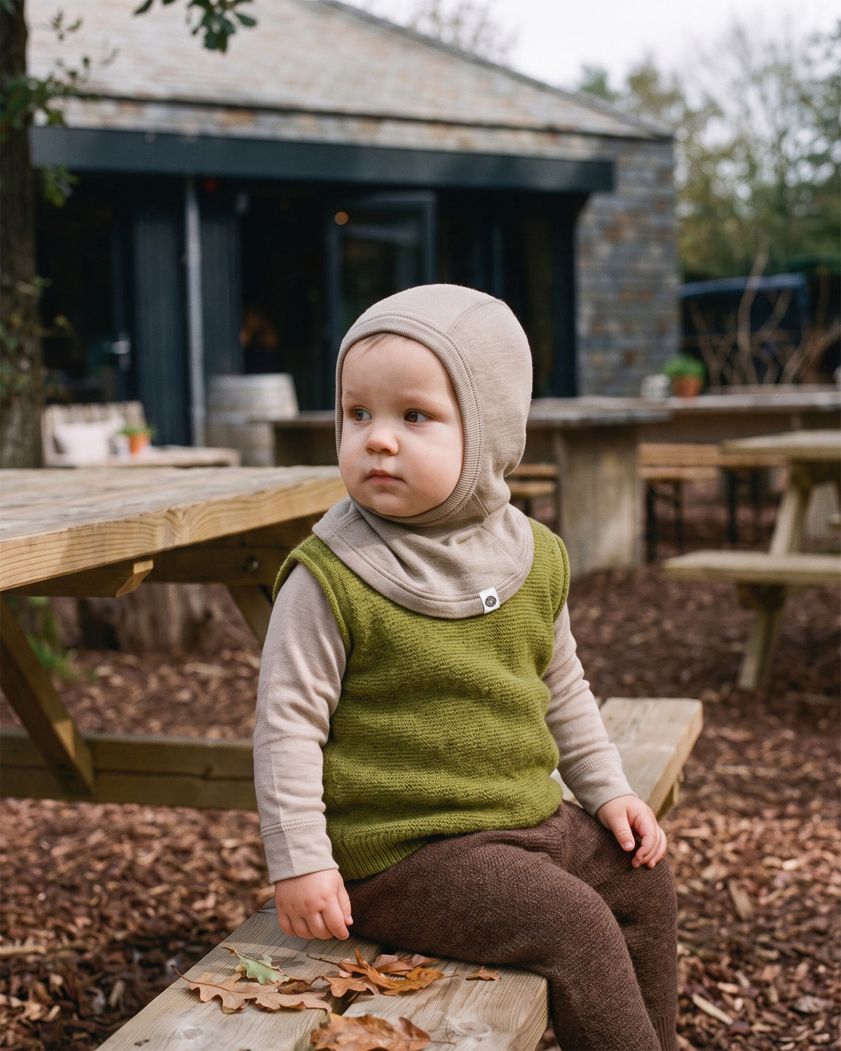 Kinder-Sturmhaube / Balaclava aus Wolle - Oxford Tan