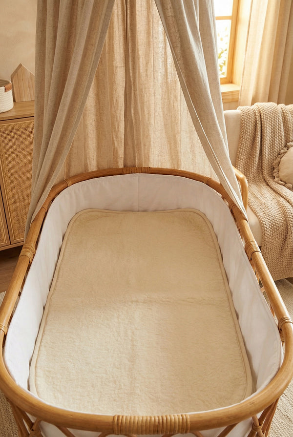 Wollunterlage / Wiegenunterbett natur – Merinowolle – 40x80cm