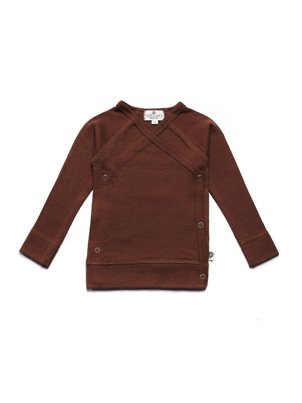 Baby Woll-Wickelpullover – Merinowolle - Zimt