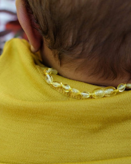 Baby/Kind - Barnsteen ketting - lemon - ovalen gepolijste steentjes - 33cm - Lille Barn - With ♥ for the smallest