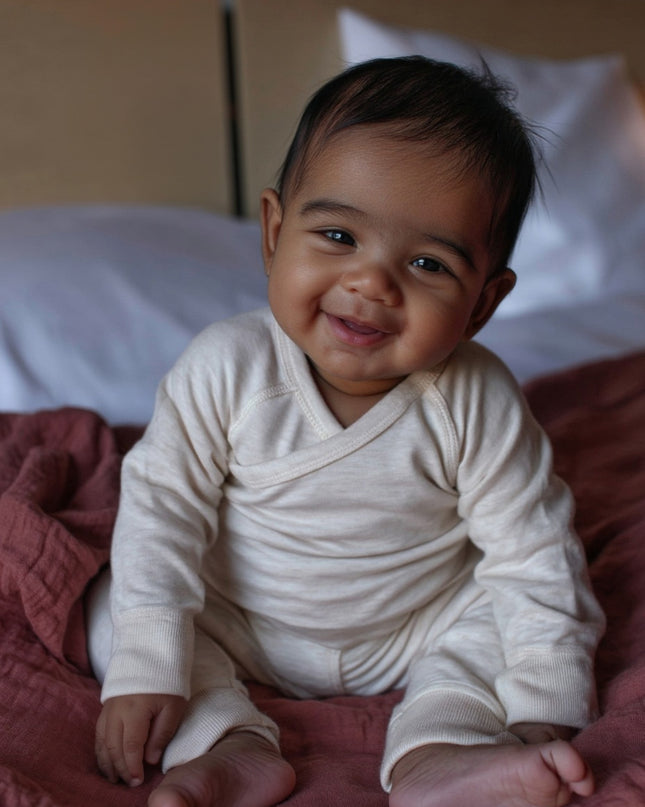 Wickelpullover aus Babywolle – Merinowolle