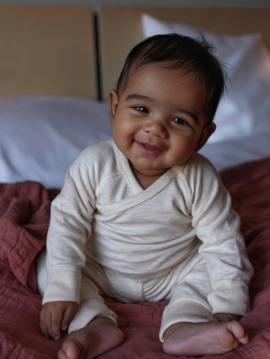 Baby Woll Wickelpullover – Merinowolle – Naturel