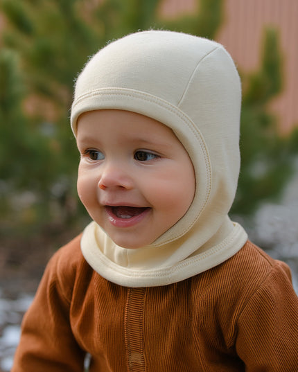 Kinder-Sturmhaube / Balaclava aus Wolle - Natur