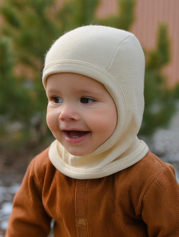Kinder-Sturmhaube / Balaclava aus Wolle - Natur