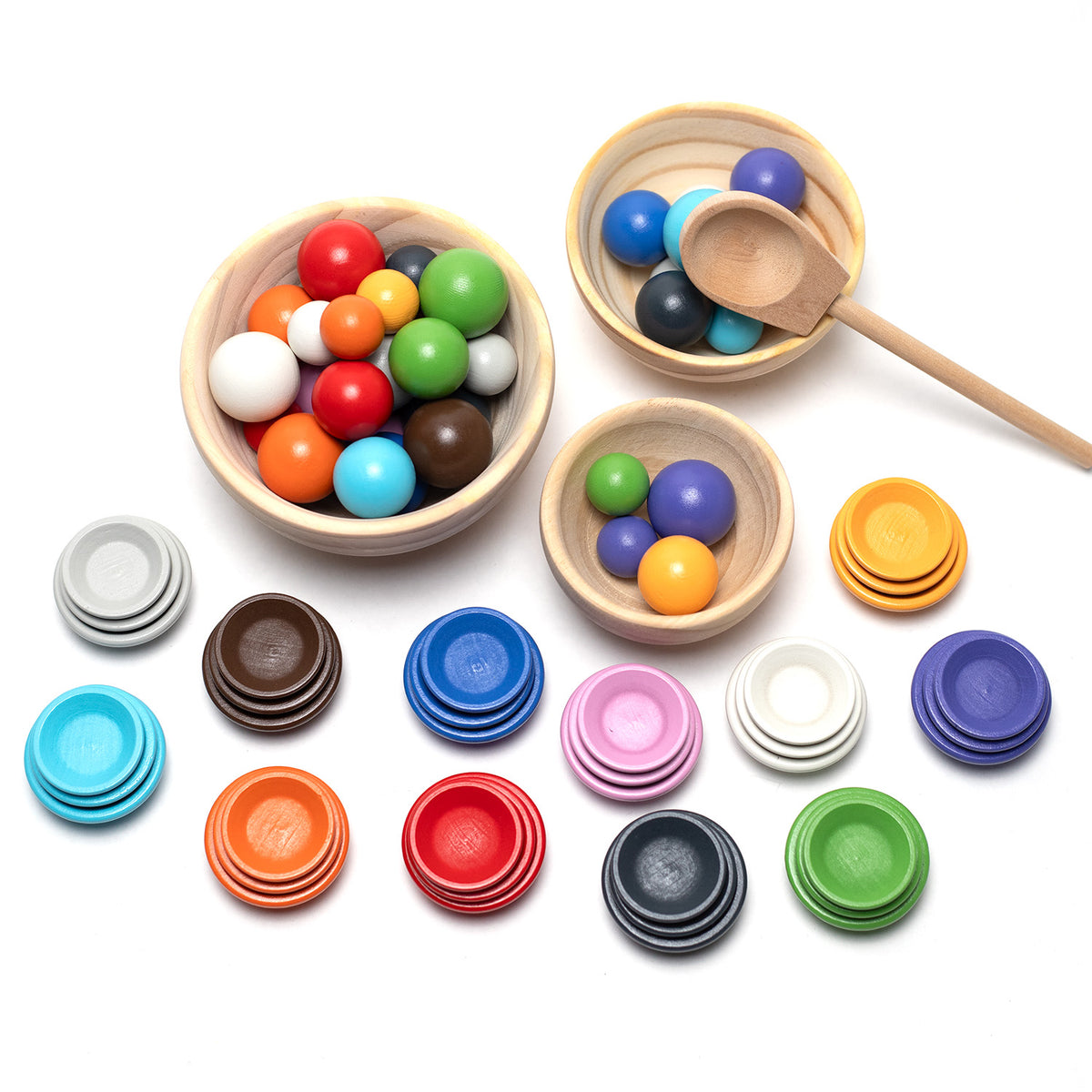 Holzspielzeug-Set mit Schüsseln und Bällen - Montessori - Offenes Spielzeug