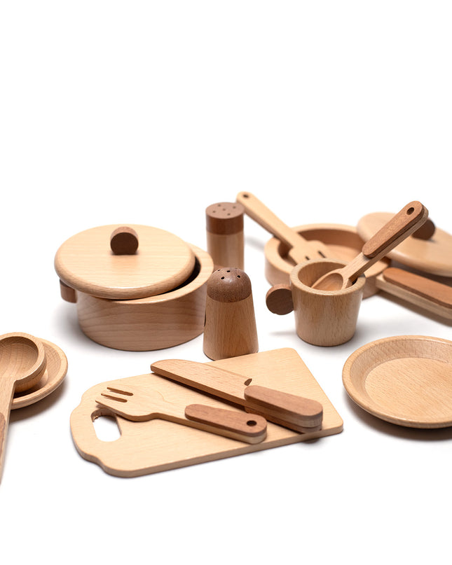Holzspielzeug - Kochset/Essset - Montessori - Spielzeug mit offenem Ende