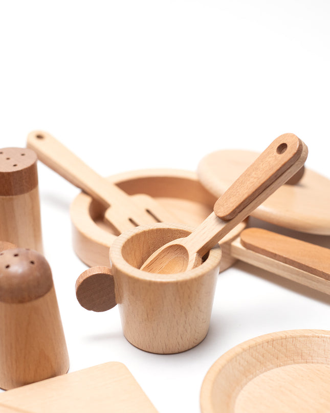 Holzspielzeug - Kochset/Essset - Montessori - Spielzeug mit offenem Ende