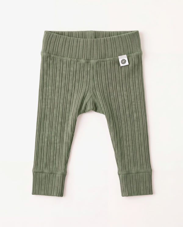 Woll-Hose in Rippstrick - Merinowolle - Oil Green