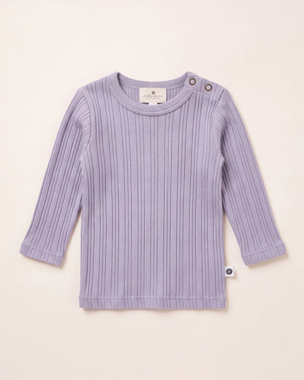 Wollpullover in Rippstrick - Merinowolle - Lavender Frost
