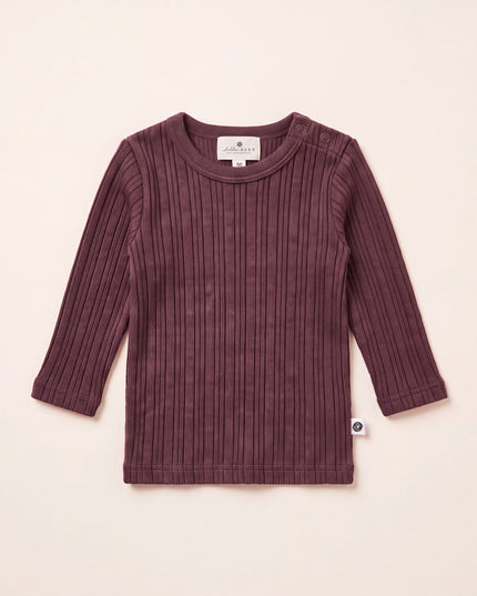 Wollpullover gerippt – Merinowolle - Red Mahogany