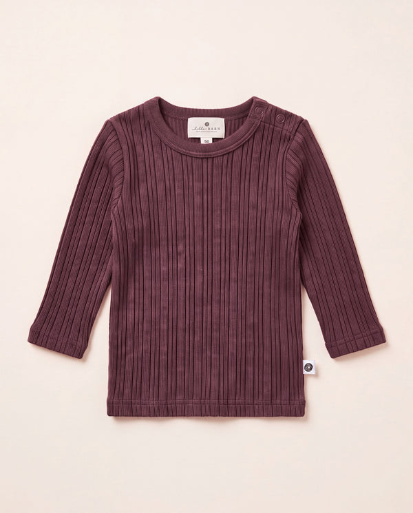 Wollpullover gerippt – Merinowolle - Red Mahogany