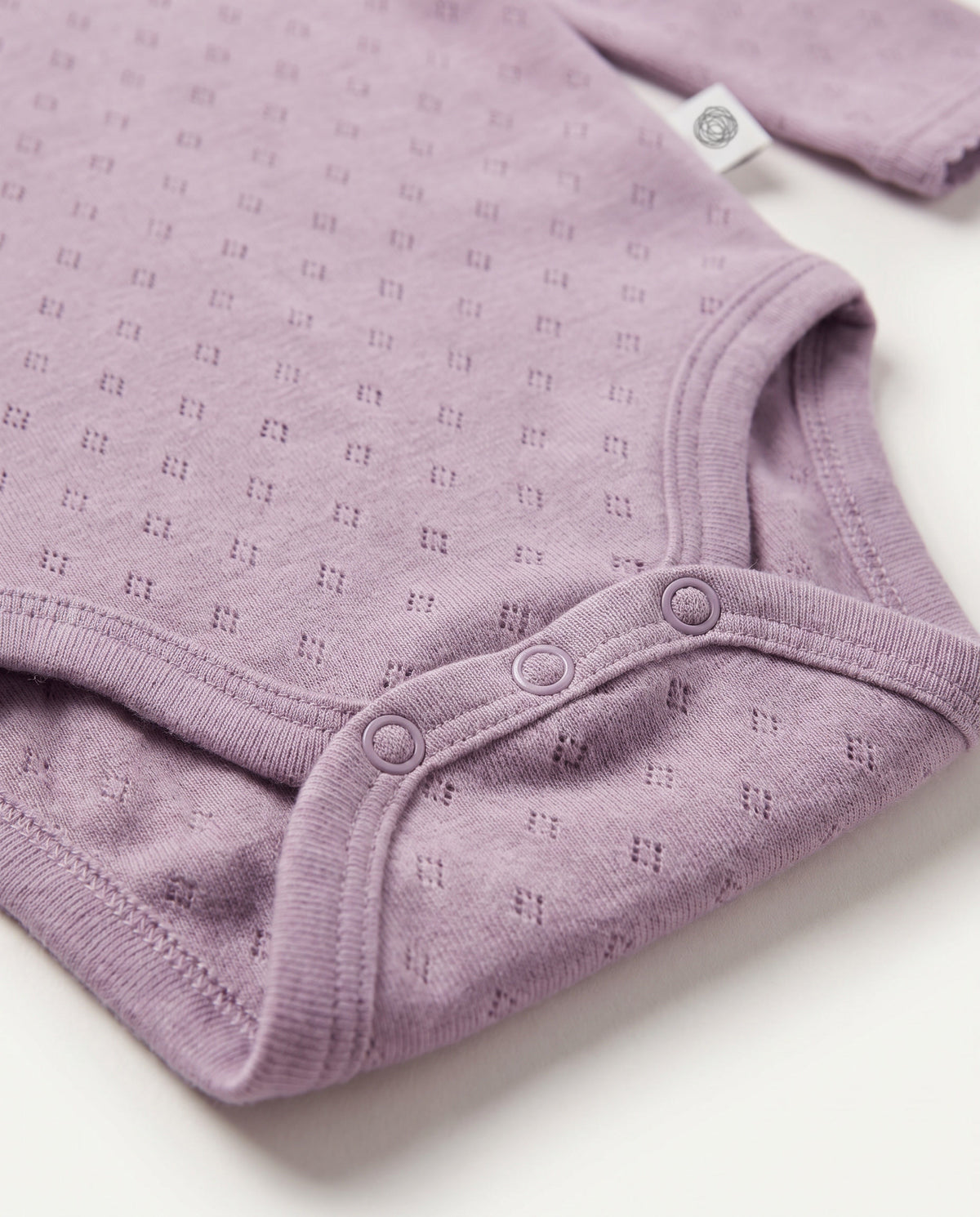 Woll-Strampler mit langen Ärmeln Pointelle – Merinowolle – Lavender Frost