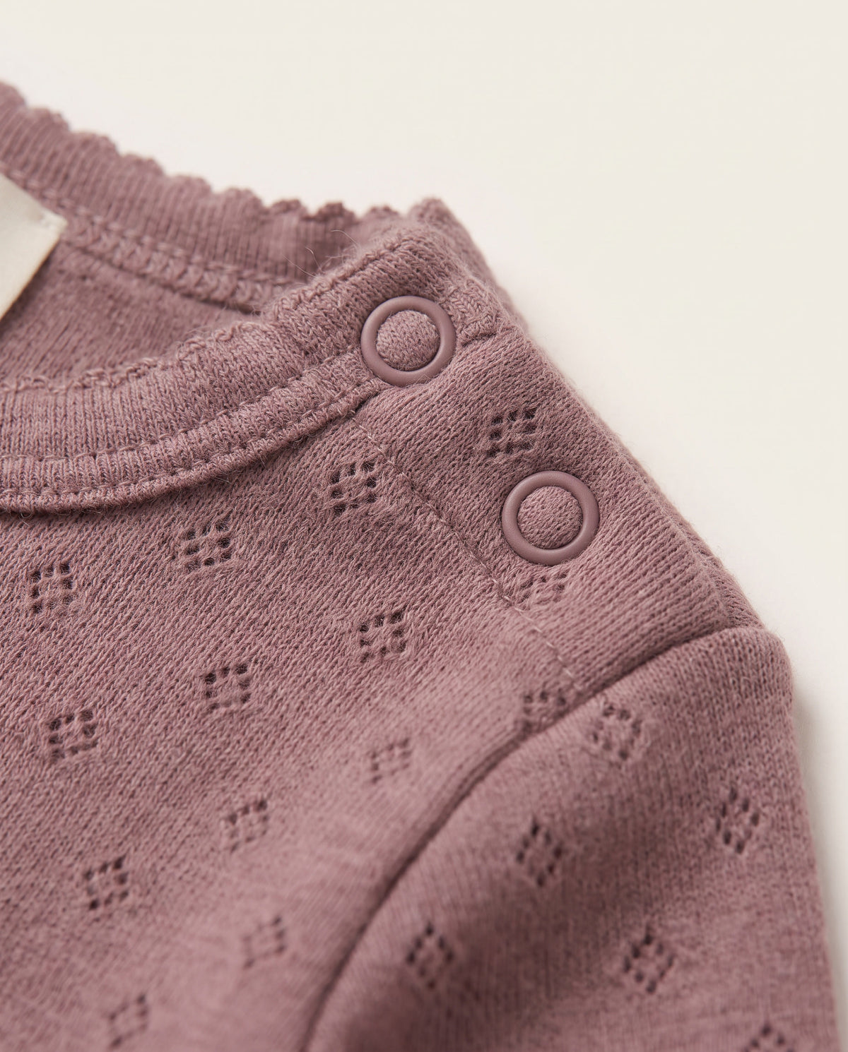 Woll-Strampler mit langen Ärmeln Pointelle – Merinowolle – Rose Brown
