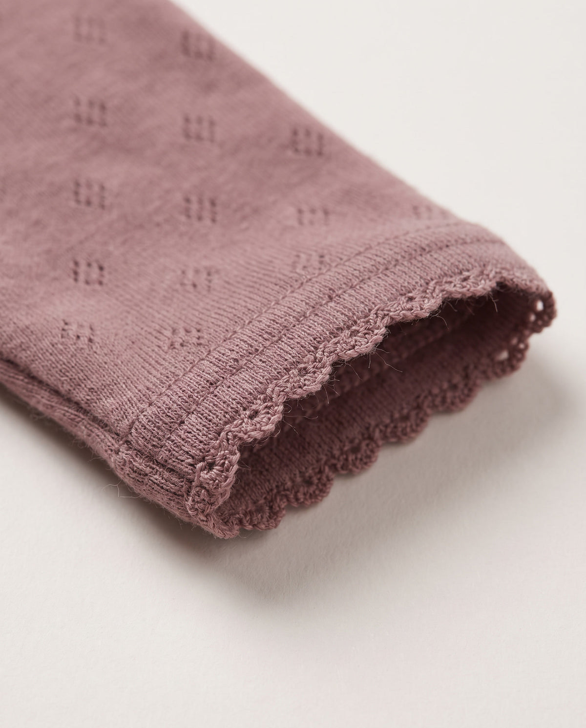 Woll-Strampler mit langen Ärmeln Pointelle – Merinowolle – Rose Brown