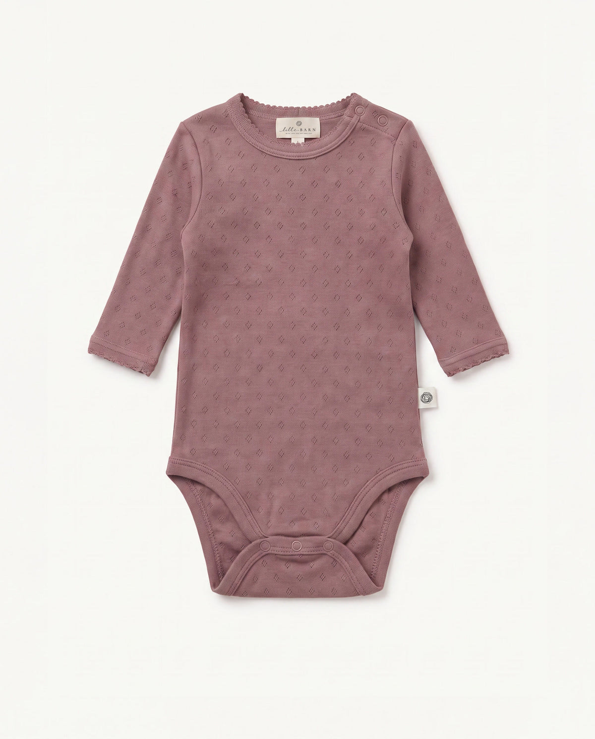 Woll-Strampler mit langen Ärmeln Pointelle – Merinowolle – Rose Brown