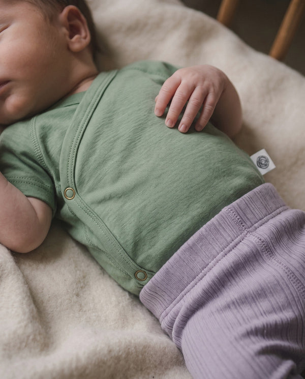 Woll-Wickelromper Kurzarm – Merinowolle - Shale Green