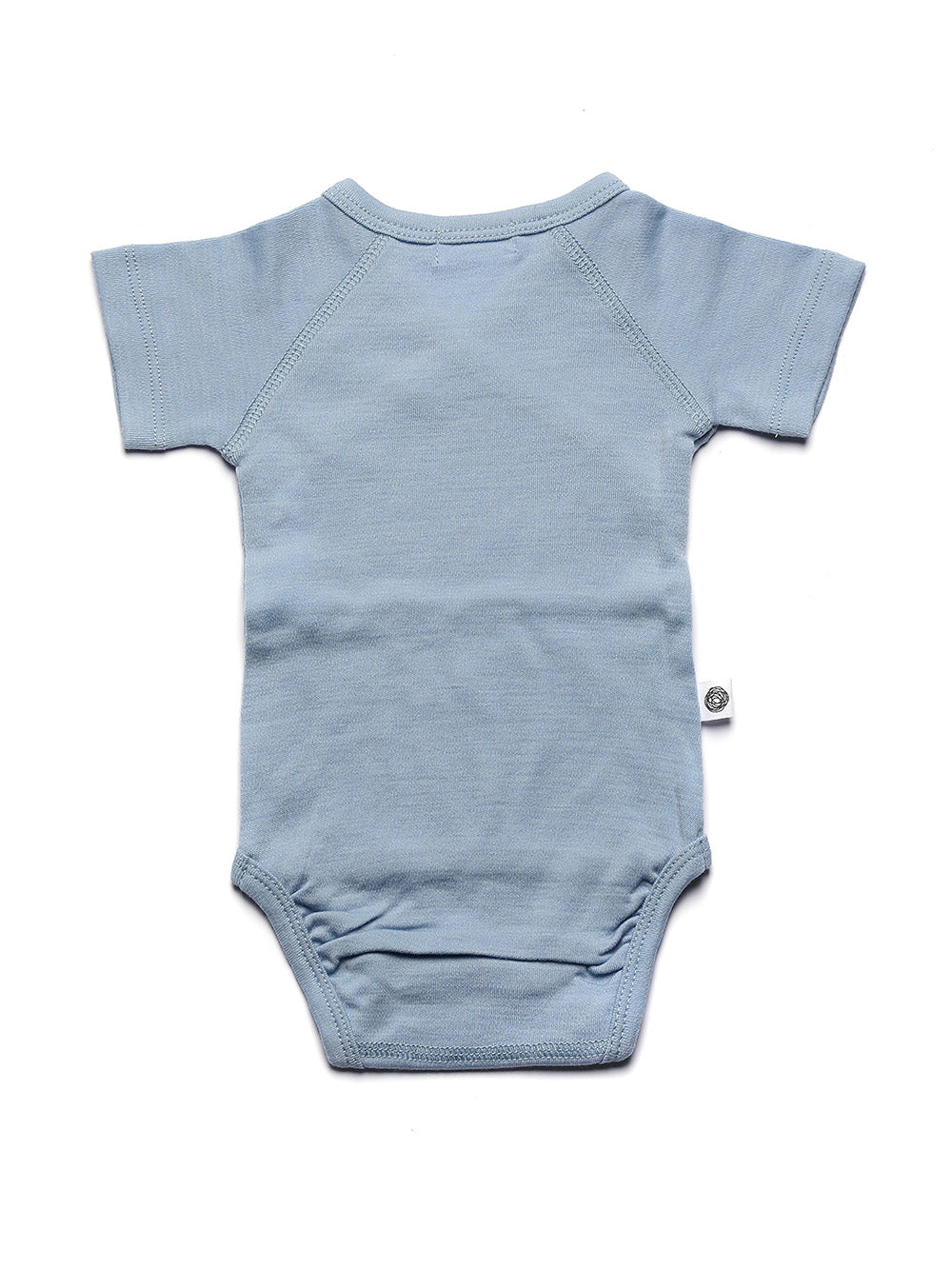 Wollen Overslagromper korte mouw – Merinowol - Blue Fog