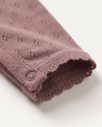 Woll-Strampler in Pointelle - Merinowolle - Rose Brown