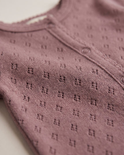 Woll-Strampler in Pointelle - Merinowolle - Rose Brown