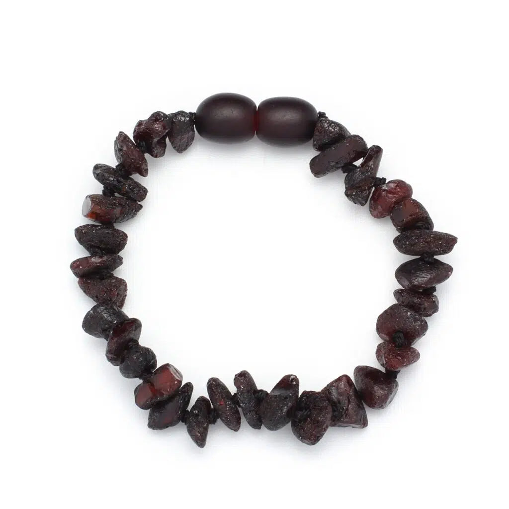 Baby/Kind – Barnsteen armbandje – Chips - Ruwe kraaltjes - 14cm - Kers