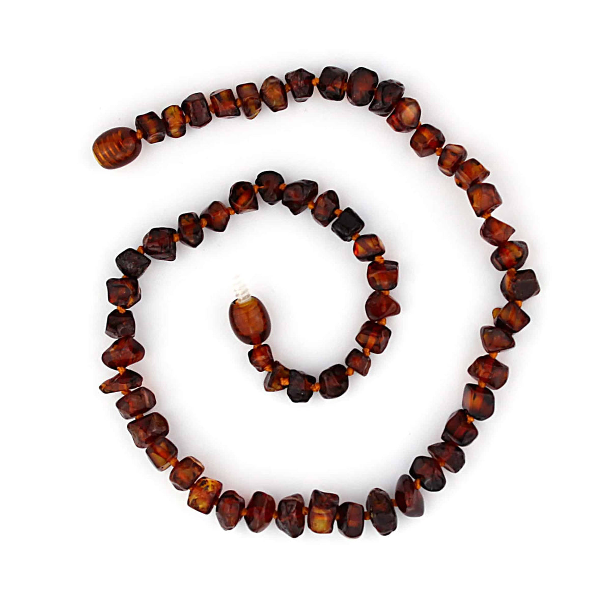 Baby/Kind – Barnsteen ketting – afgevlakte  gepolijste kraaltjes - 33cm - Bruin