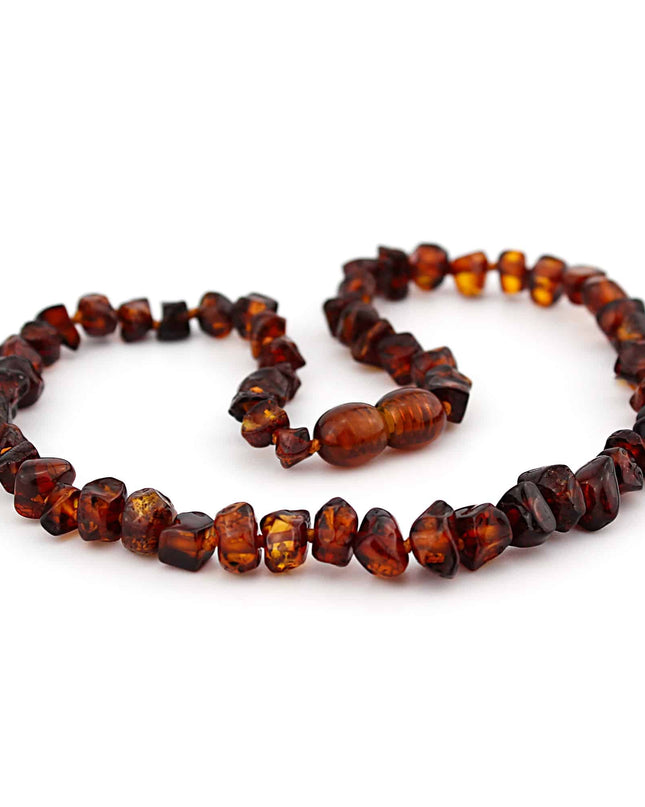 Baby/Kind – Barnsteen ketting – afgevlakte  gepolijste kraaltjes - 33cm - Bruin - Lille Barn - With ♥ for the smallest