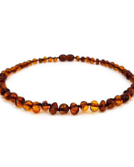 Baby/Kind – Barnsteen ketting – ronde kraaltjes – 33cm - cognac - Lille Barn - With ♥ for the smallest